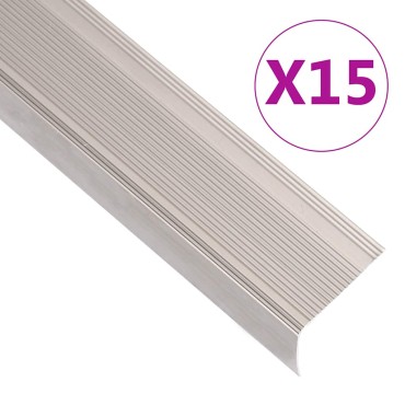 vidaXL Προφίλ Σκαλοπατιών Σχήμα Γ 15 τεμ. Champagne 90 εκ. Αλουμινίου