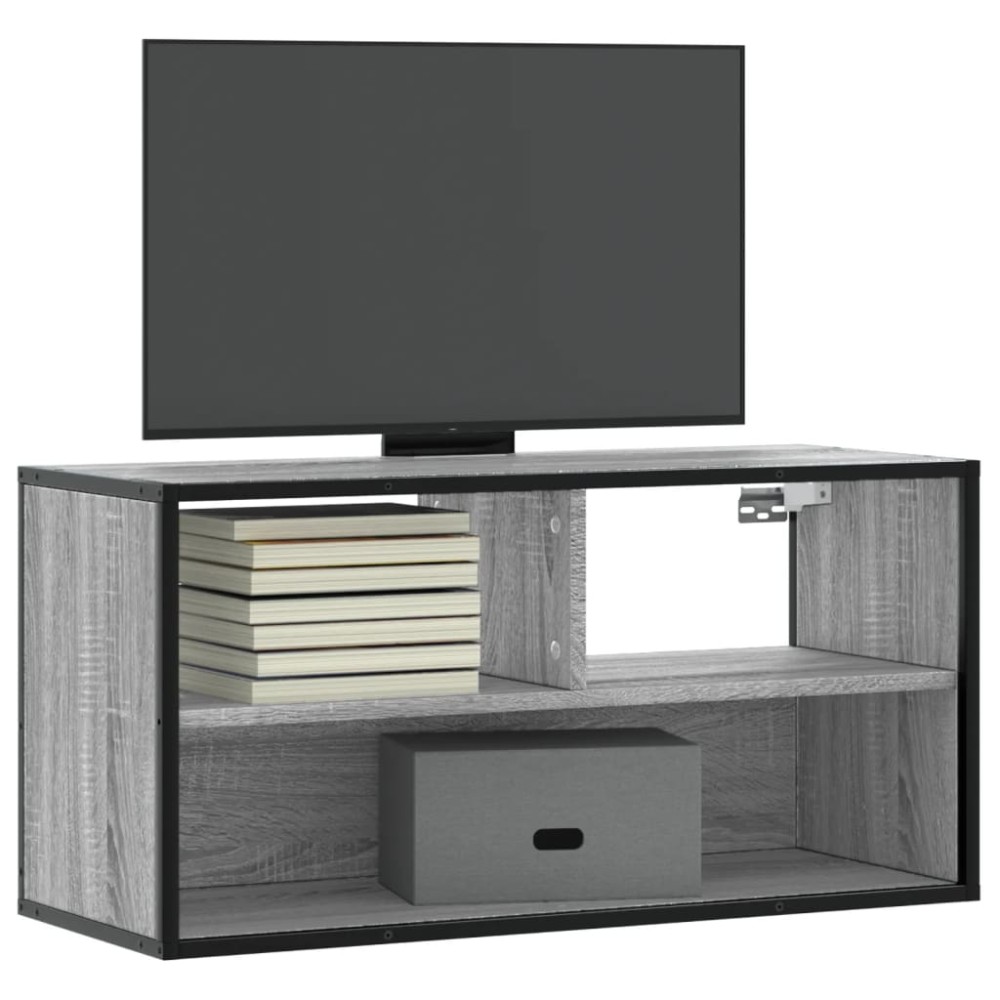 vidaXL Έπιπλο Τηλεόρασης Γκρι Sonoma 80x31x39,5cm Επεξ.Ξύλο/Μέταλλο