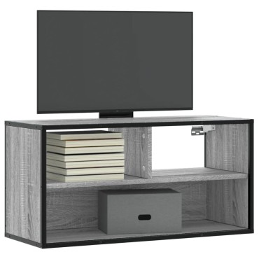 vidaXL Έπιπλο Τηλεόρασης Γκρι Sonoma 80x31x39,5cm Επεξ.Ξύλο/Μέταλλο