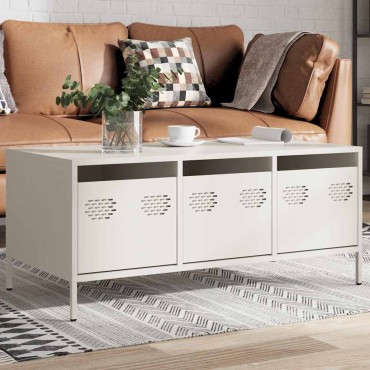 vidaXL Τραπεζάκι Σαλονιού Λευκό 101,5x50x43,5cm Χάλυβα Ψυχρής Έλασης 1 τεμ.