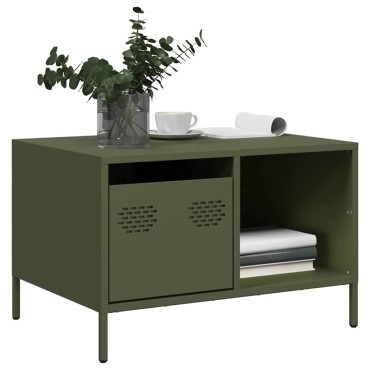 vidaXL Τραπεζάκι Σαλονιού Λαδί 68,5x50x43,5cm Χάλυβα Ψυχρής Έλασης 1 τεμ.