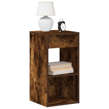 vidaXL Κομοδίνο με συρτάρι Καπνιστή Δρυς 35x34x66,5cm 1 τεμ.