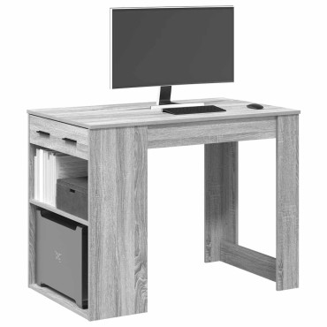 vidaXL Γραφείο με συρτάρι και ράφι Γκρι Sonoma 102x62x77,5cm