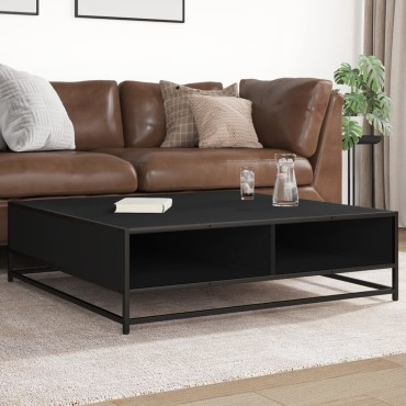 vidaXL Τραπεζάκι Σαλονιού Μαύρο 100x100x30cm από Επεξ. Ξύλο/Μέταλλο 1 τεμ.
