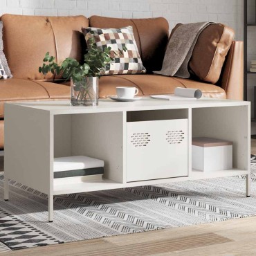 vidaXL Τραπεζάκι Σαλονιού Λευκό 101,5x50x43,5cm Χάλυβα Ψυχρής Έλασης 1 τεμ.