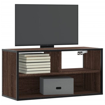 vidaXL Έπιπλο Τηλεόρασης Καφέ Δρυς 80x31x39,5cm Επεξ.Ξύλο/Μέταλλο
