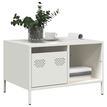 vidaXL Τραπεζάκι Σαλονιού Λευκό 68,5x50x43,5cm Χάλυβα Ψυχρής Έλασης 1 τεμ.