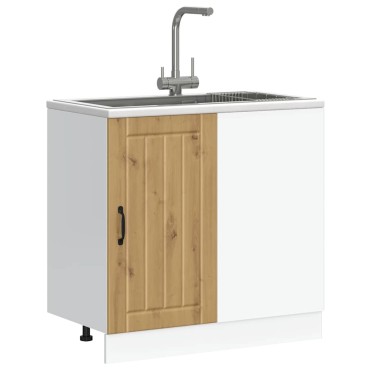 vidaXL Ντουλάπι βάσης νεροχύτη "Lucca" Artisan Oak Engineered Wood 80x46x81,5cm 1 τεμ.
