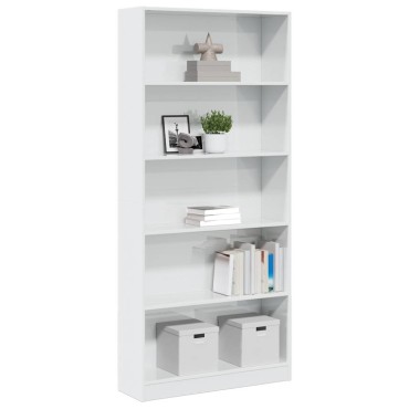 vidaXL Βιβλιοθήκη Γυαλιστερό Λευκό 80x24x176cm από Επεξ.Ξύλο 1 τεμ.