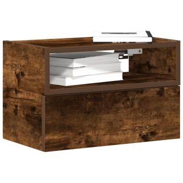 vidaXL Κομοδίνο Επιτοίχιο Καπνιστή Δρυς 45x26x28,5cm 1 τεμ.