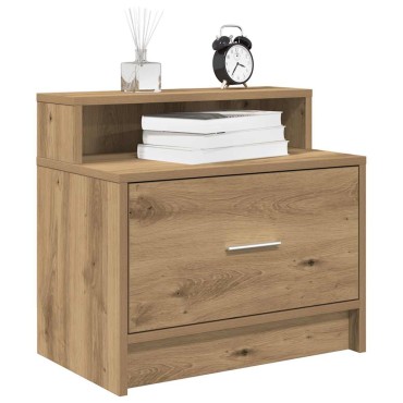 vidaXL Κομοδίνο με συρτάρι Αρτισιανή Δρυς 51x31x47cm 1 τεμ.
