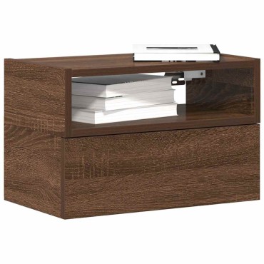 vidaXL Κομοδίνο Επιτοίχιο Καφέ Δρυς 45x26x28,5cm 1 τεμ.
