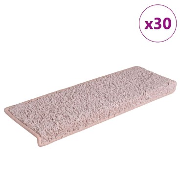 vidaXL Πατάκια Σκάλας 30 τεμ. Λευκό και Ροζ 65 x 21 x 4 εκ.