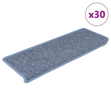 vidaXL Πατάκια Σκάλας Αυτοκόλ. 30 τεμ. Όψη Σιζάλ Μπλε 65x21x4 εκ.