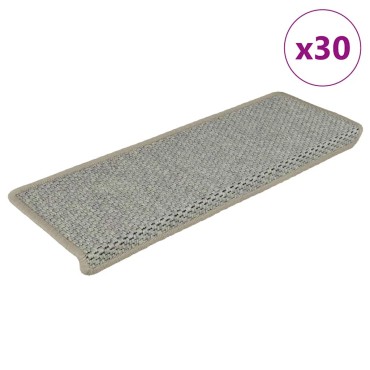 vidaXL Πατάκια Σκάλας Αυτοκόλ. 30 τεμ. Όψη Σιζάλ Πράσινο 65x21x4 εκ.