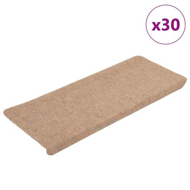 vidaXL Πατάκια Σκάλας Αυτοκόλλητα 30 τεμ. Μπεζ 65x24,5x3,5 εκ.