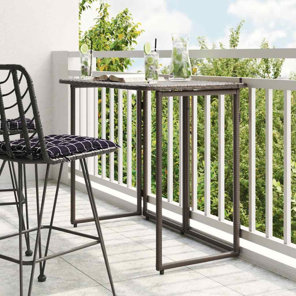 vidaXL Πτυσσόμενο τραπέζι κήπου καφέ 90x51x75cm Poly Rattan