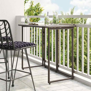vidaXL Πτυσσόμενο τραπέζι κήπου καφέ 90x51x75cm Poly Rattan