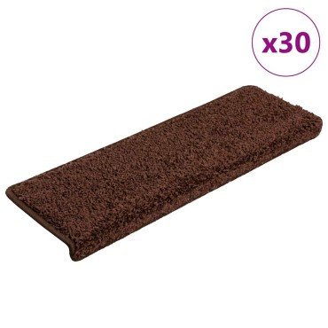 vidaXL Πατάκια Σκάλας 30 τεμ. Καφέ 65 x 21 x 4 εκ.