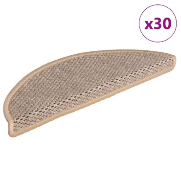 vidaXL Πατάκια Σκάλας Αυτοκόλ. 30 τεμ. Όψη Σιζάλ Αν. Μπεζ 56x17x3 εκ.