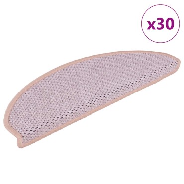 vidaXL Πατάκια Σκάλας Αυτοκόλ. 30 τεμ. Όψη Σιζάλ 65x21x4 εκ. Ροζ