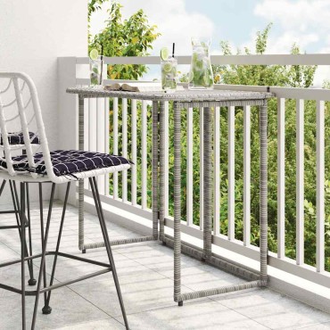 vidaXL Πτυσσόμενο τραπέζι κήπου γκρι 90x51x75cm Poly Rattan