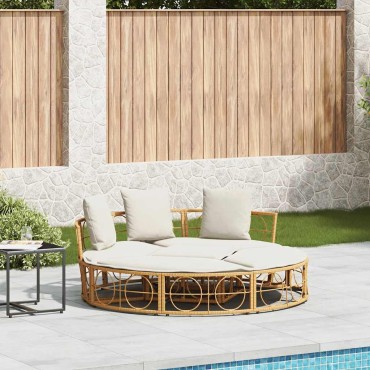 vidaXL Εξωτερική Lounge κρεβάτι χωρίς θόλο Poly Rattan 160x50 cm