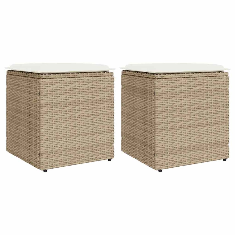vidaXL σκαμπό κήπου με μαξιλάρια 2 τεμ. Μπεζ 40x40x43cm