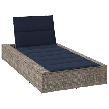 vidaXL Ξαπλώστρα με αιωρούμενο μαξιλάρι Γκρι Poly Rattan 210x100x28/47/67/79 cm 1 τεμ.