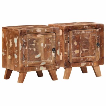 vidaXL Κομοδίνο 2 τεμ. 40x32x46cm Στερεό ξύλο ανακυκλωμένο