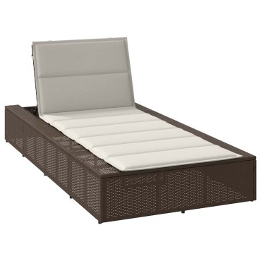vidaXL Ξαπλώστρα με πλωτό μαξιλάρι Brown Poly Rattan 210x100x28/47/67/79 cm 1 τεμ.