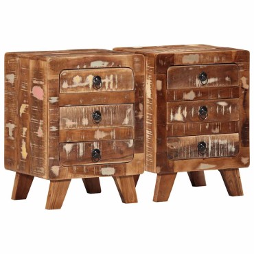 vidaXL Κομοδίνο 2 τεμ. 37x32x50cm Στερεό ξύλο ανακυκλωμένο
