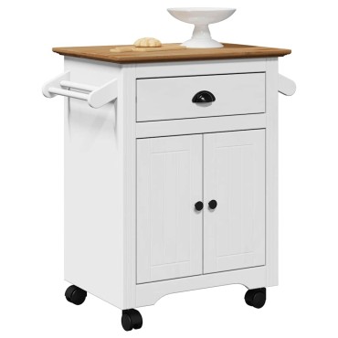 vidaXL Καροτσάκι κουζίνας BODO Λευκό και καφέ 72x45x80cm