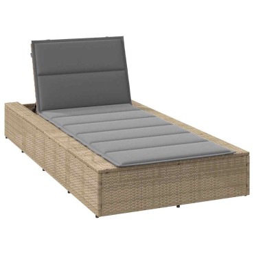 vidaXL Ξαπλώστρα με αιωρούμενο μαξιλάρι Μπεζ Poly Rattan 210x100x28/47/67/79 cm 1 τεμ.