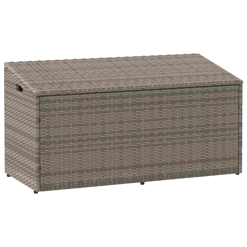 vidaXL κουτί αποθήκευσης κήπου γκρι 110x50x58cm Poly Rattan