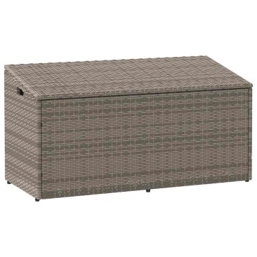 vidaXL κουτί αποθήκευσης κήπου γκρι 110x50x58cm Poly Rattan