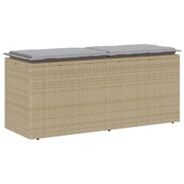 vidaXL Πάγκος κήπου με μαξιλάρι Μπεζ 110x40x44cm Πολυ μπαστούνι