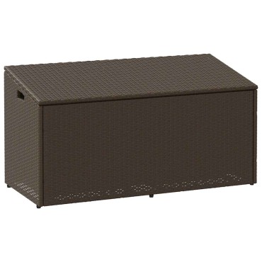 vidaXL Κήπος κουτί αποθήκευσης καφέ 110x50x58cm Poly Rattan