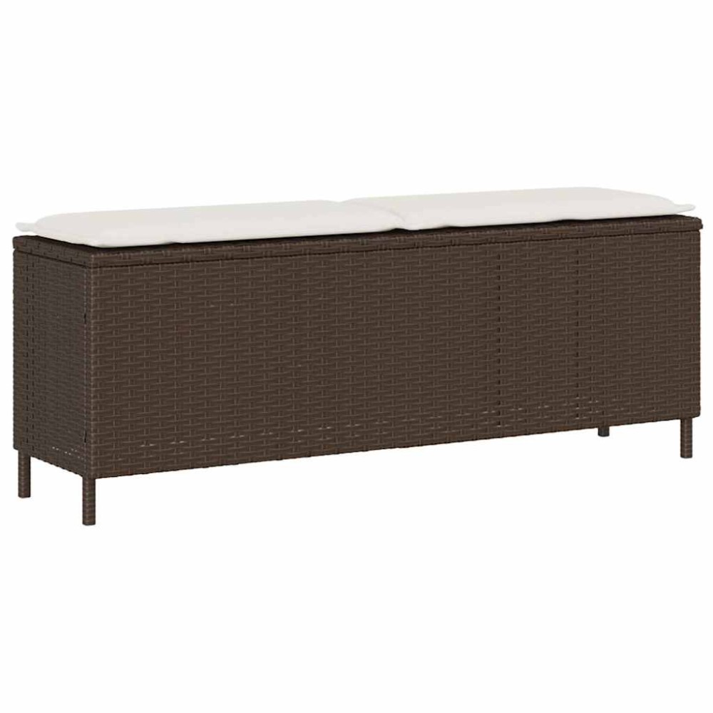 vidaXL Πάγκος κήπου με μαξιλάρι γκρι 110x30x40,5cm Poly Rattan