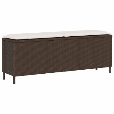 vidaXL Πάγκος κήπου με μαξιλάρι γκρι 110x30x40,5cm Poly Rattan