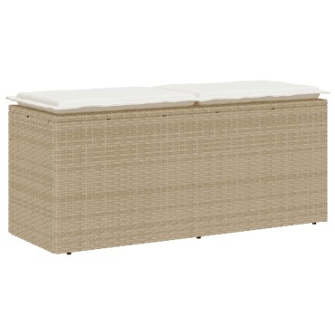 vidaXL Πάγκος κήπου με μαξιλάρι Μπεζ 110x40x44cm Πολυ μπαστούνι