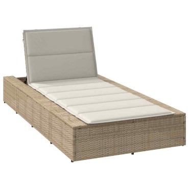vidaXL Ξαπλώστρα με αιωρούμενο μαξιλάρι Μπεζ Poly Rattan 210x100x28/47/67/79 cm 1 τεμ.
