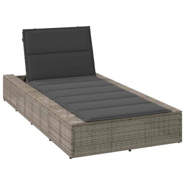 vidaXL Ξαπλώστρα με αιωρούμενο μαξιλάρι Γκρι Poly Rattan 210x100x28/47/67/79 cm 1 τεμ.