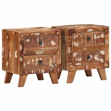 vidaXL Κομοδίνο 2 τεμ. 40x32x46cm Στερεό ξύλο ανακυκλωμένο