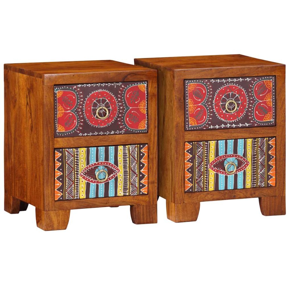 vidaXL Κομοδίνο 2 τεμ. 35x35x45cm μασίφ ξύλο ακακίας