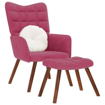 vidaXL Πολυθρόνα Relax Μπορντό Βελούδινη με Σκαμπό 61,5x69x95,5cm 1 τεμ.
