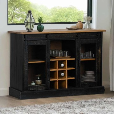 vidaXL Sideboard HALDEN 2 συρόμενες πόρτες μαύρο 112x40x80cm 1 τεμ.