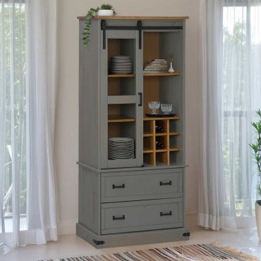 vidaXL Ντουλάπι κρασιού HALDEN με ράφια Γκρι 80x40x170cm 1 τεμ.