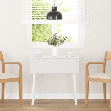 vidaXL Τραπεζαρία Λευκό μασίφ ξύλο καουτσούκ 90x90/45x75cm 1 τεμ.