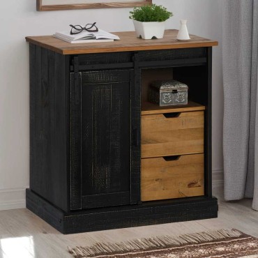 vidaXL Sideboard HALDEN με συρόμενη πόρτα Μαύρο 80x40x80cm 1 τεμ.